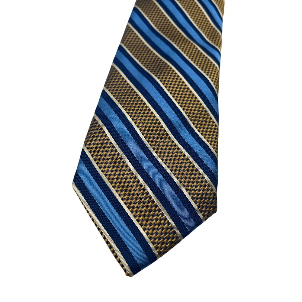 NWT $80 Ted Baker Silk Teal Gold Neck Tie Made in Italy